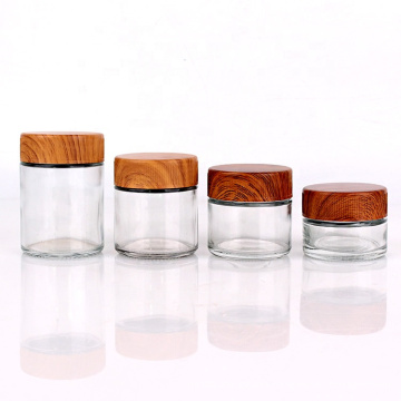 1oz 2oz 3oz 4oz High quality air tight round glass storage jar with plastic child proof lid glass jars